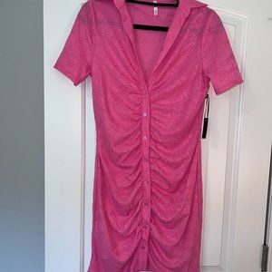 Pink Button Down Mini Dress